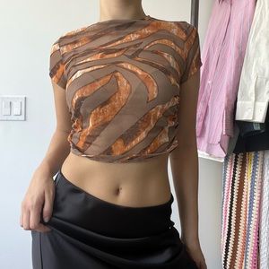 Stainless Mesh Patterned Crop Top